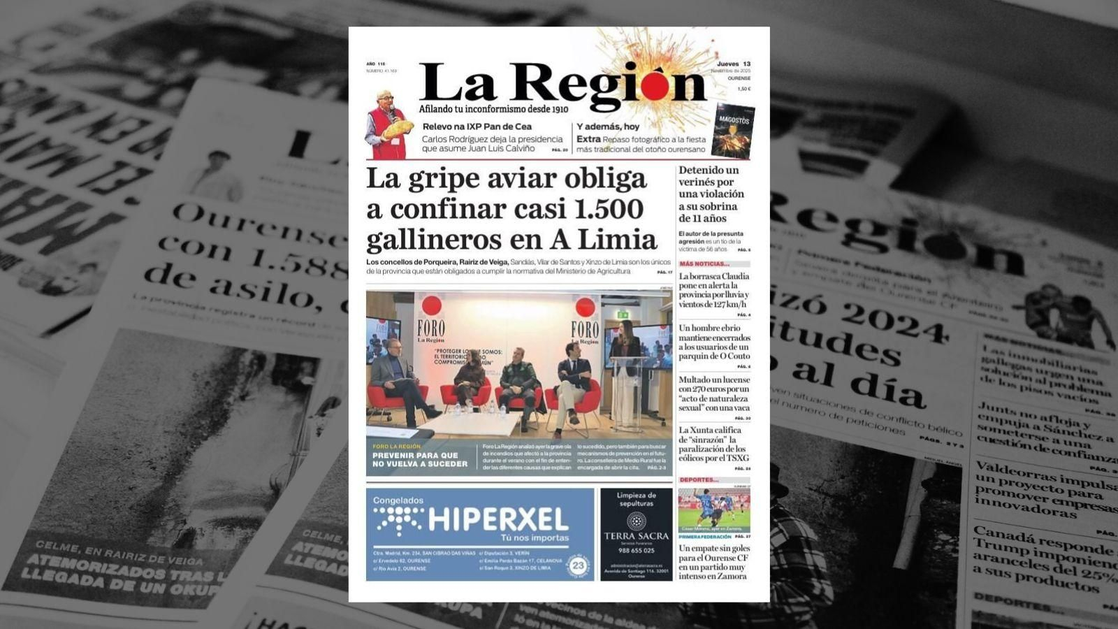 La portada de La Región 13 de noviembre