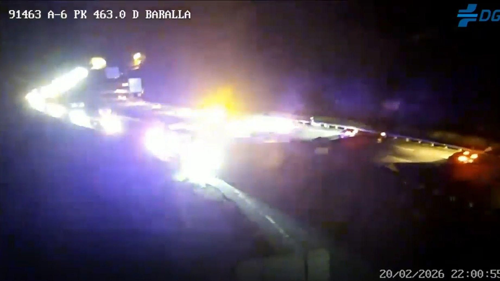 La A-6 a la altura de Baralla en estos momentos, tras el accidente