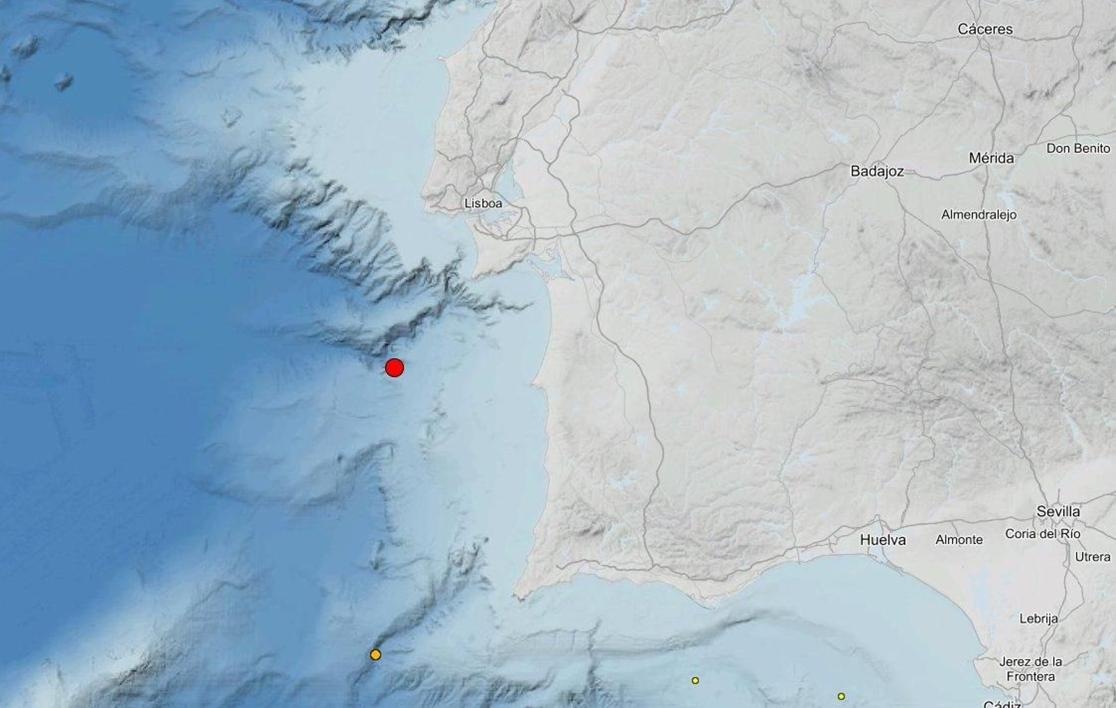 Epicentro del terremoto, en el Atlántico.