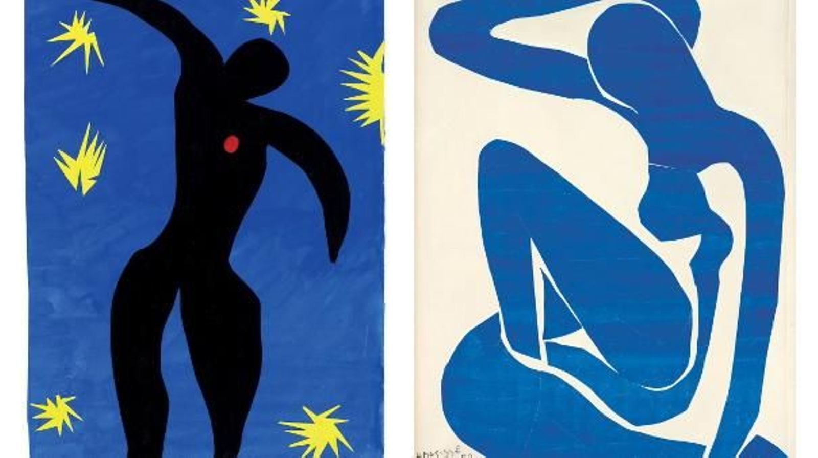 Combo de fotografías facilitadas por Tate Modern de Londres de las obras "Desnudo azul (I)" e "Icarus"de Henri Matisse