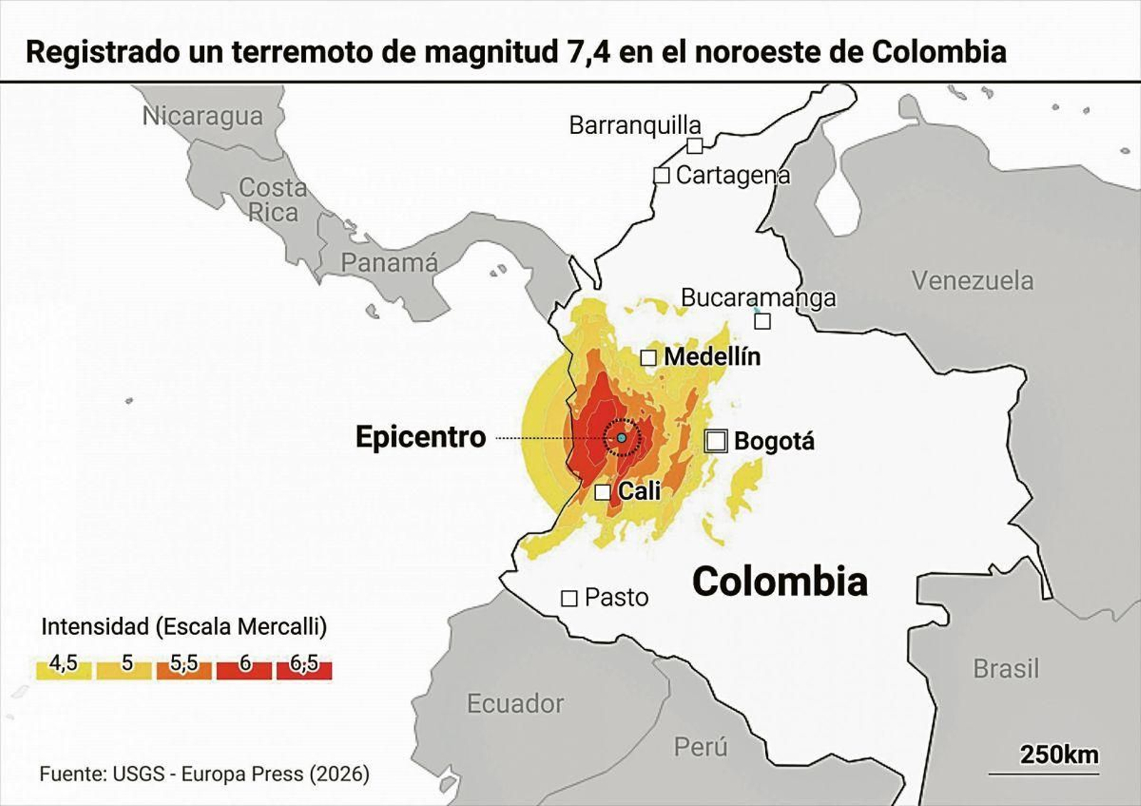 Mapa de la zopa del terremoto.
