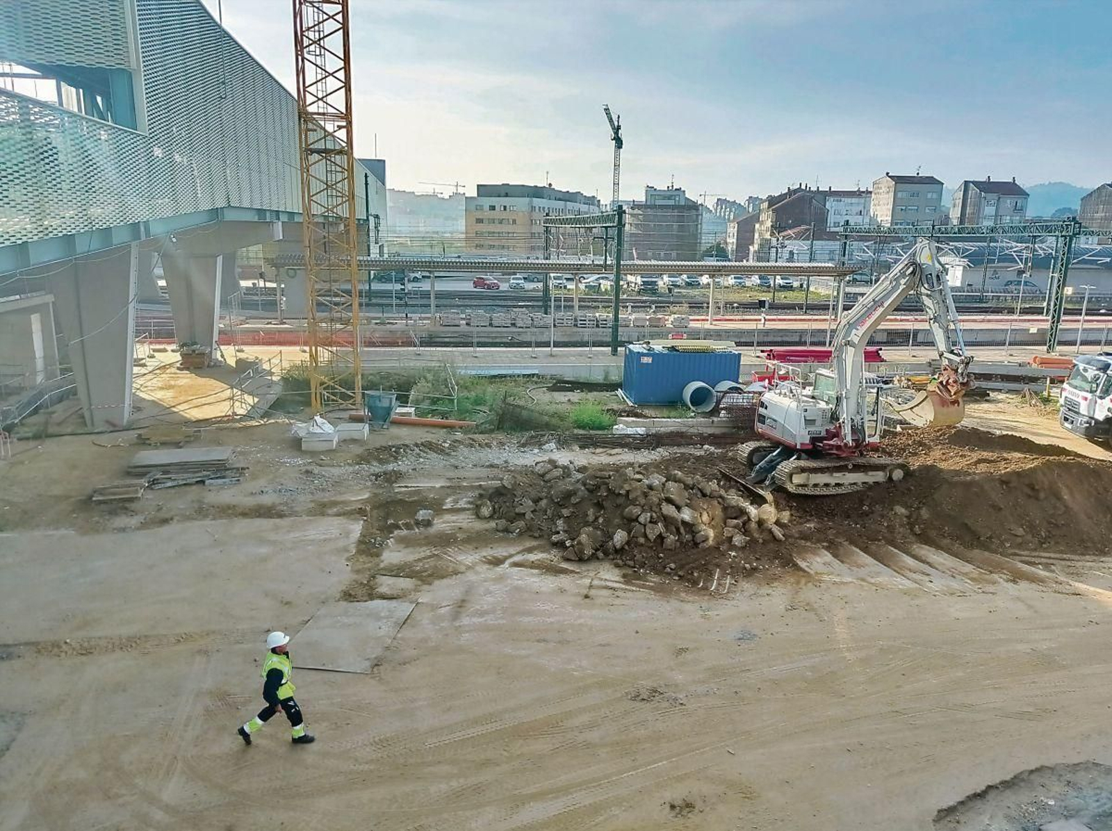 Trabajos en la estación intermodal de Santiago a comienzos de este mes.
