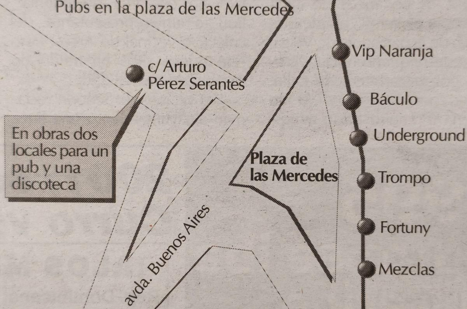 Plano con los pubs de la zona.