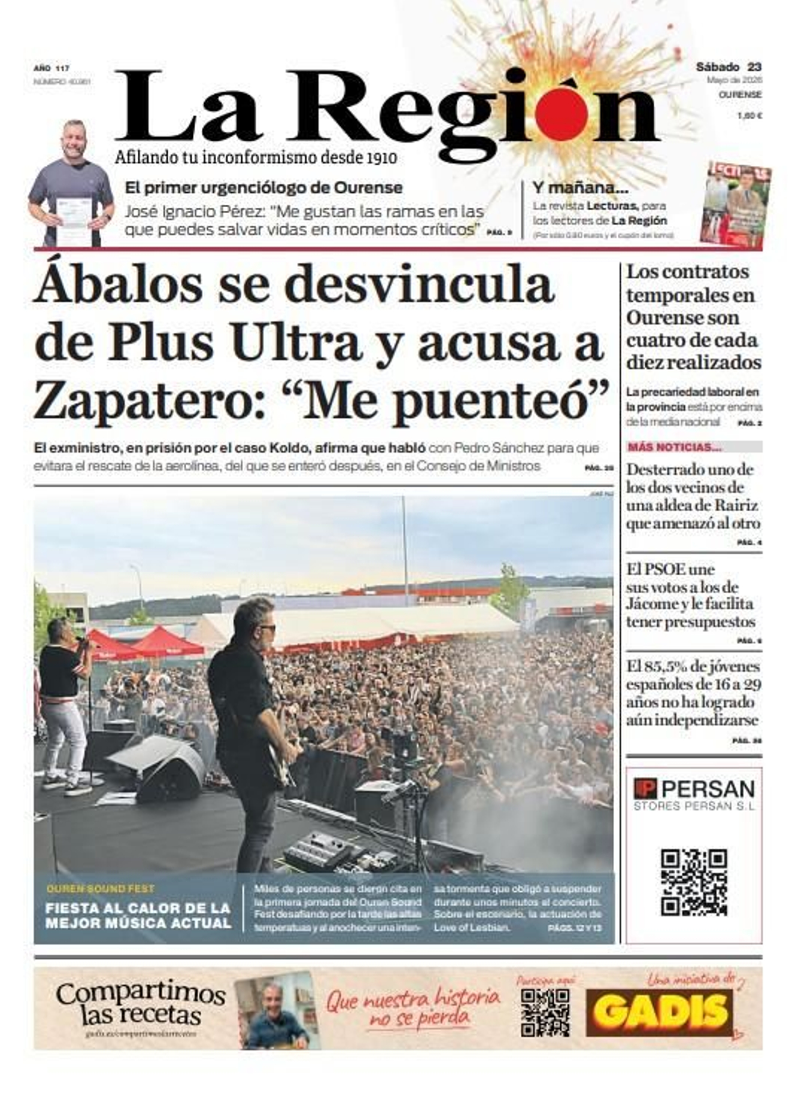 Los titulares de La Región de este sábado, 23 de mayo