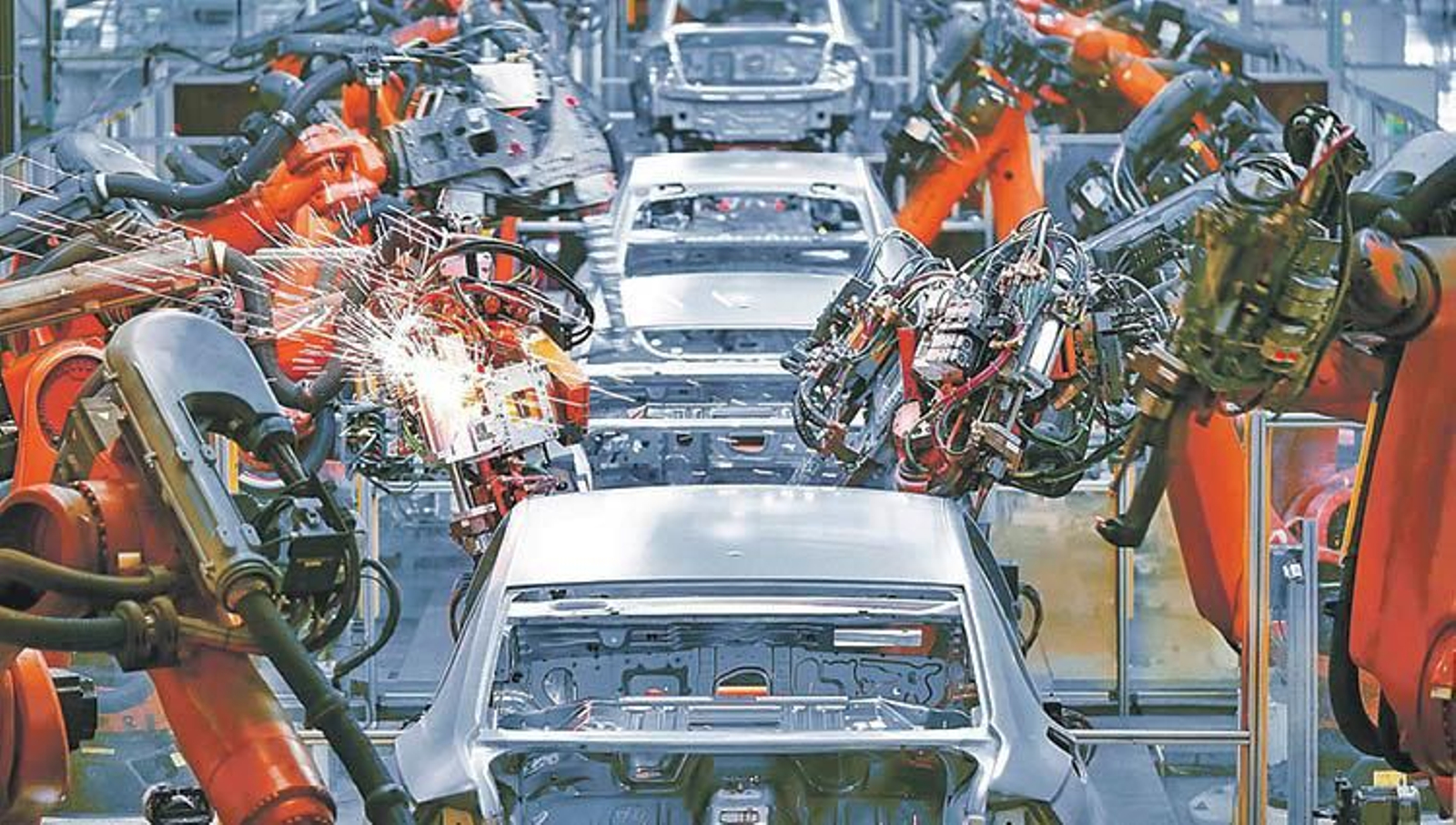 Cadena de montaje de vehículos eléctricos.