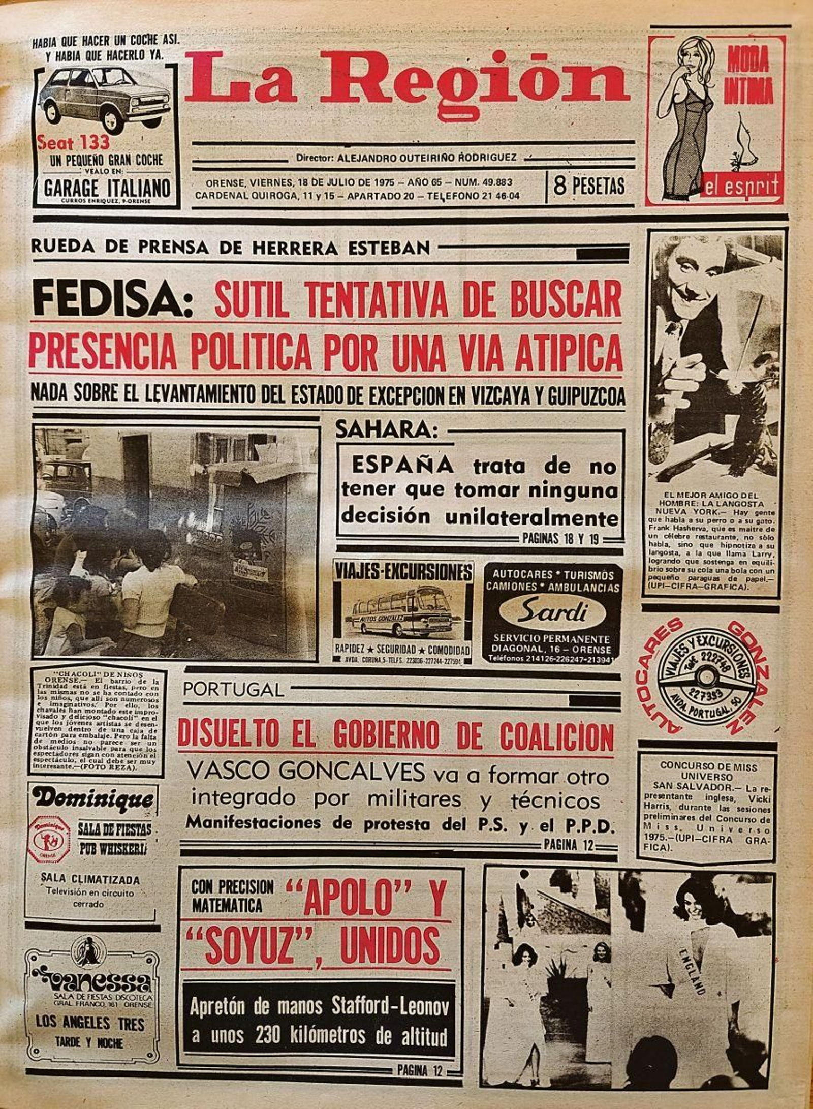 La portada de La Region 1975