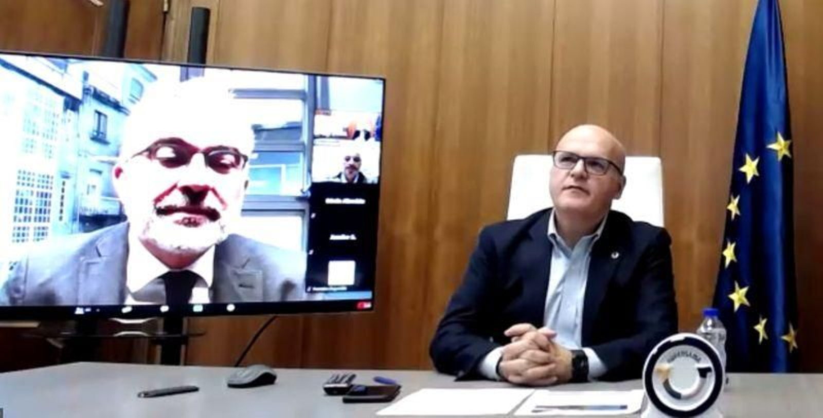 El presidente provincial Manuel Baltar durante su participación en la jornada virtual.