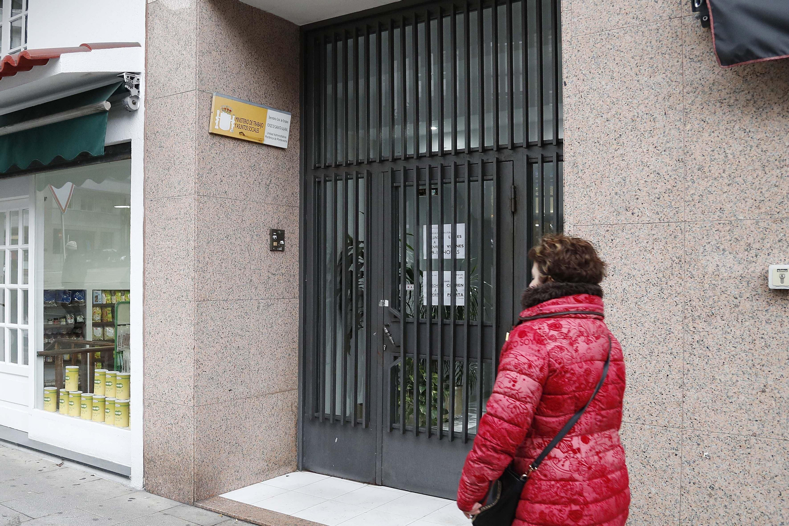Acceso a las instalaciones de Fogasa, dependientes del Ministerio de Empleo, en la calle Venezuela,