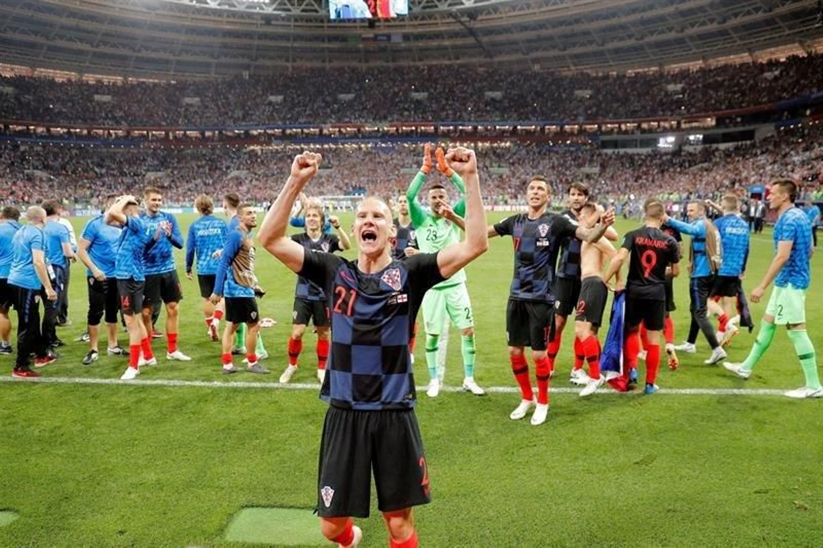 El defensa croata Vida en la celebración de la semifinales contra Inglaterra.