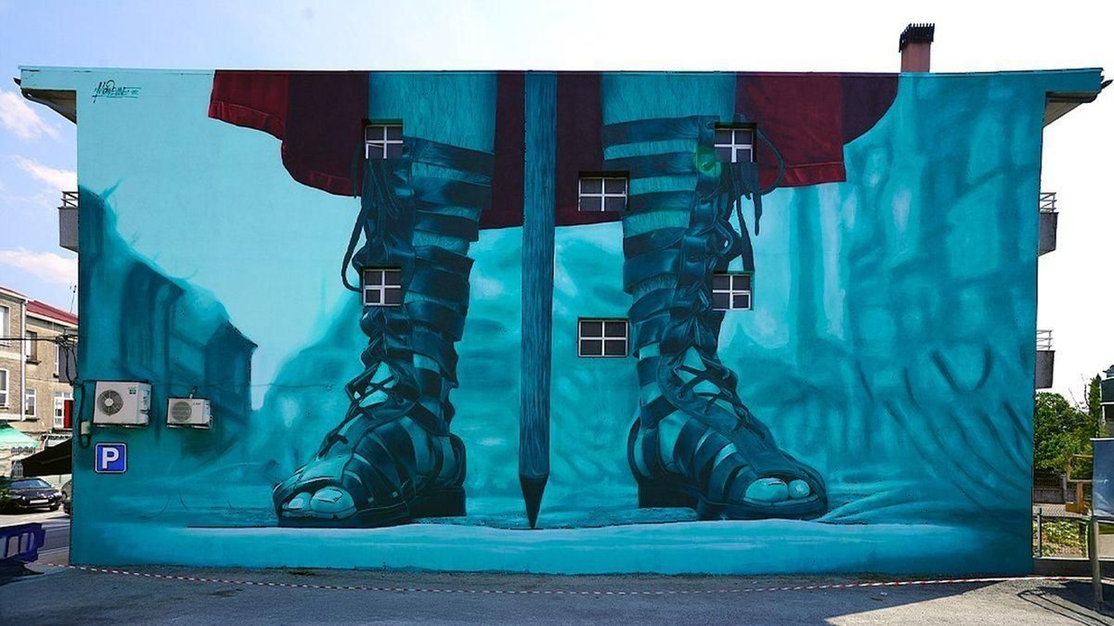 Mural 50 aniversario excavacións Aquis Querquenis.