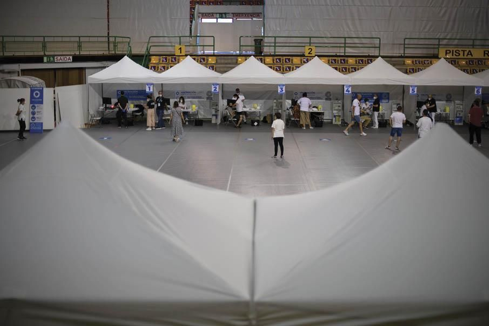 Imagen de la jornada de vacunación en el Paco Paz (XESÚS FARIÑAS).