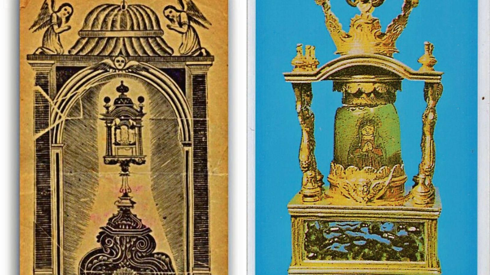 Imprenta y papelería La Popular 1908. Originariamente el camarín era de plata, según el jesuita Juan Villafañe que la estudió en 1722. Actualmente se discute si el original fue de bronce.