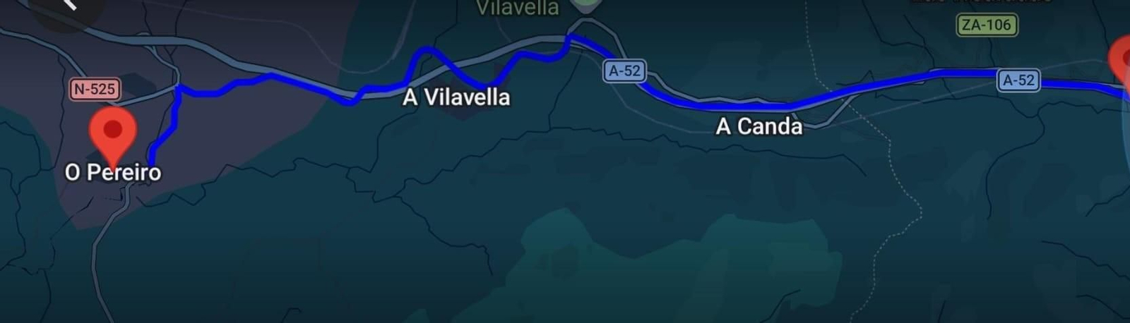 Desvío entre A Canda y O Pereiro