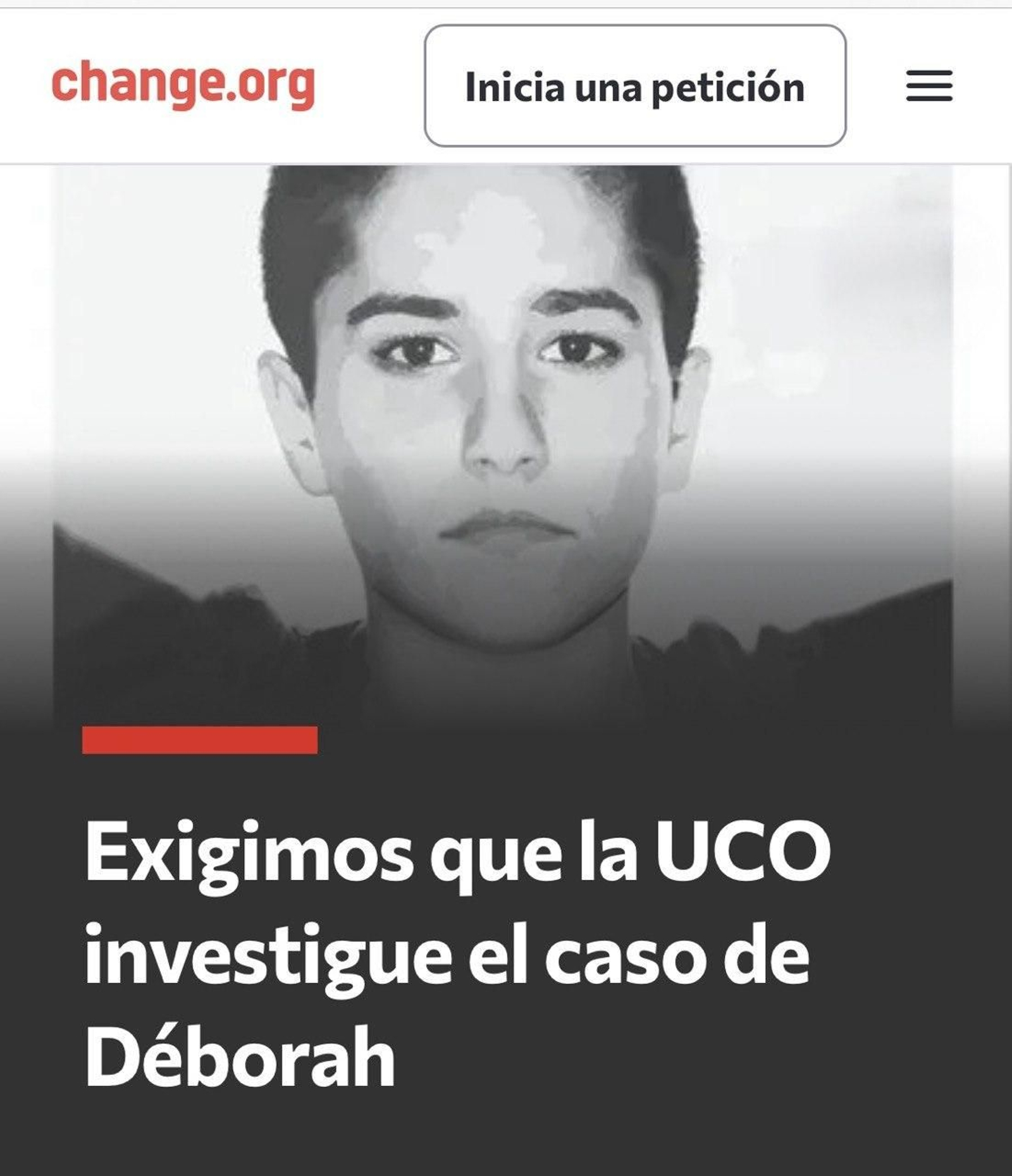 Campaña en change.org de recogida de firmas