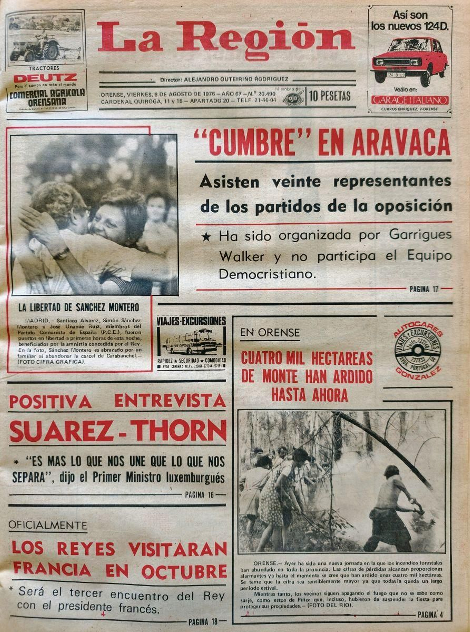 Primera página del 6 de agosto de 1976.