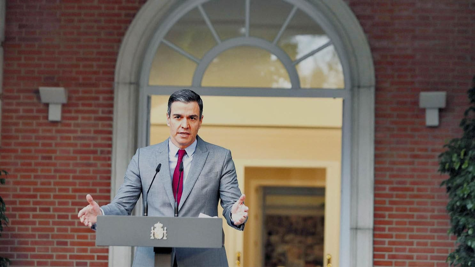 Pedro Sánchez, durante su declaración institucional.