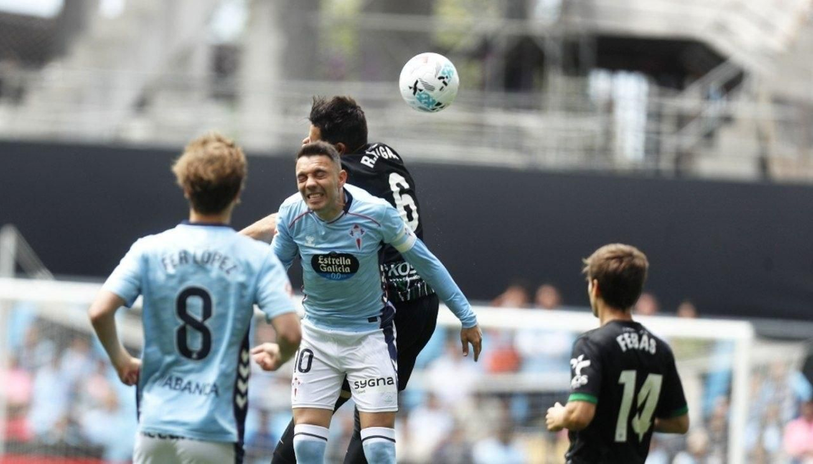 Aspas en el partido contra el Elche.