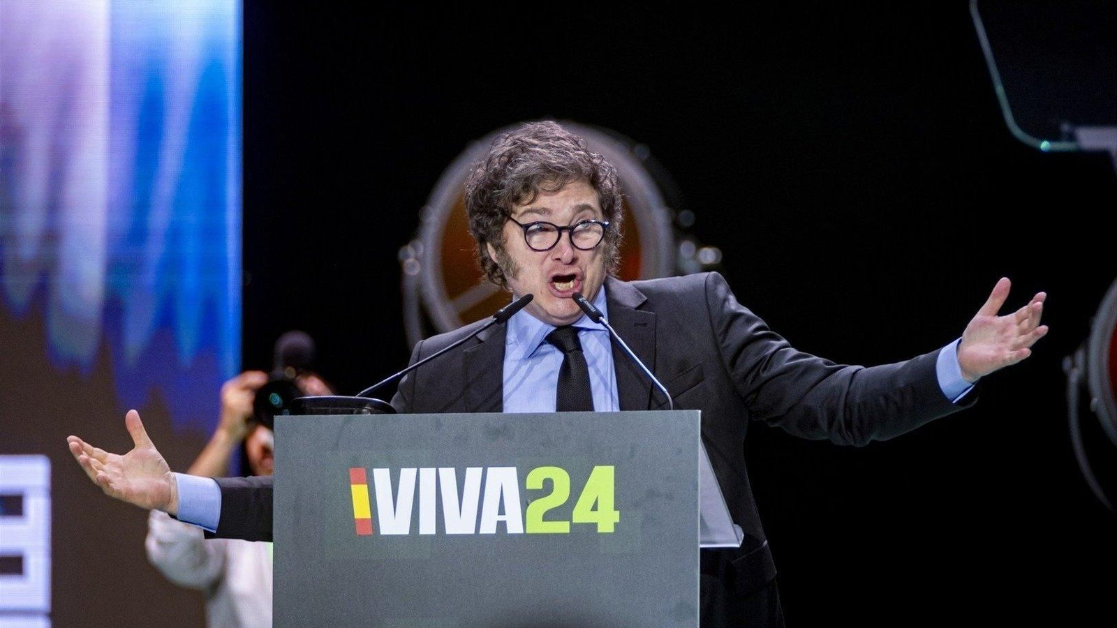 Javier Milei en Vistalegre, Madrid, en un acto de Vox.