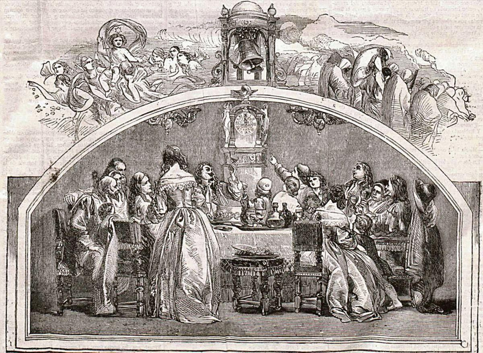 Alegoría de la última cena del año. La Ilustración 1854.