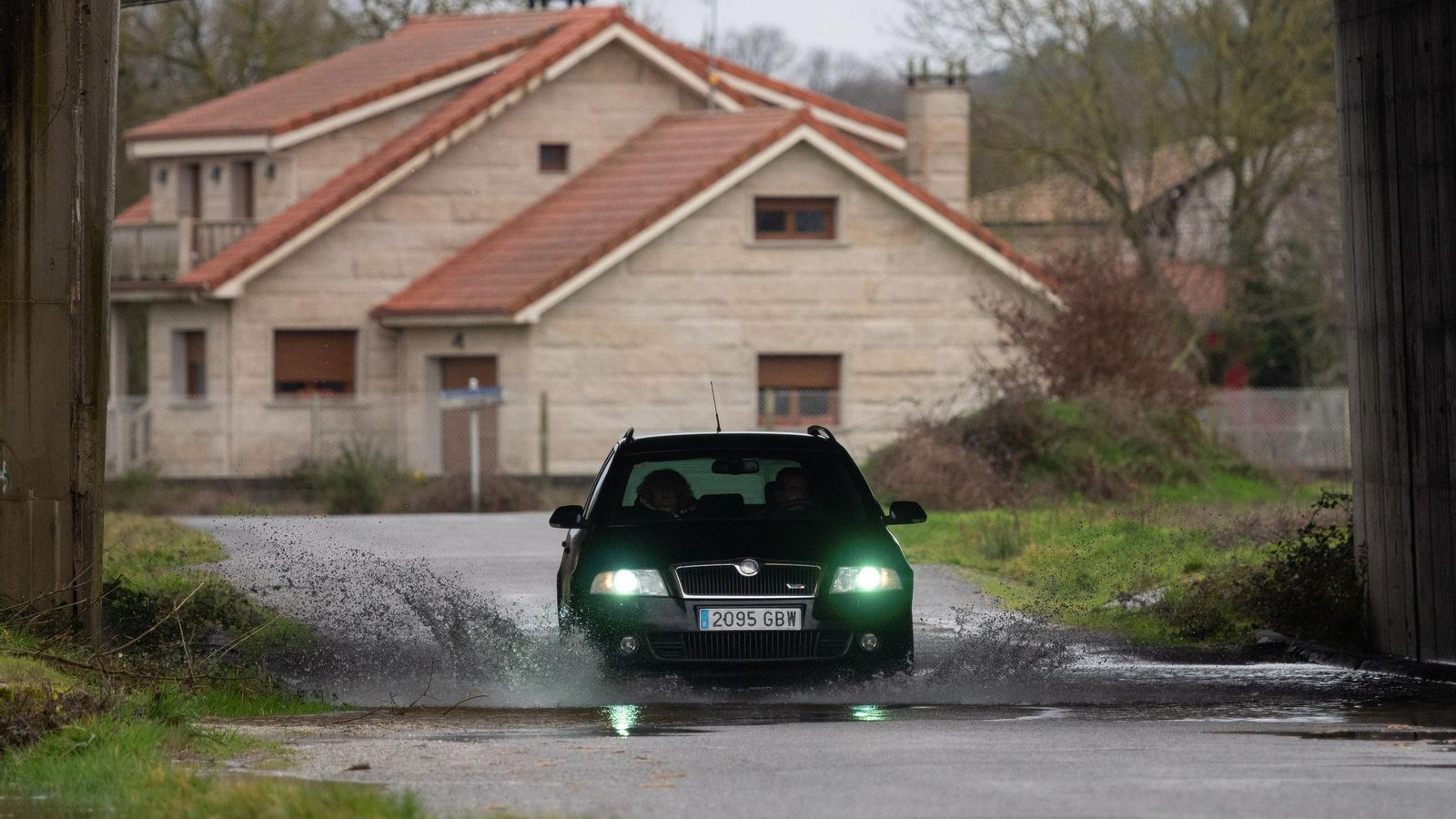 Imagen de Xinzo de Limia anegado por las intensas lluvias.