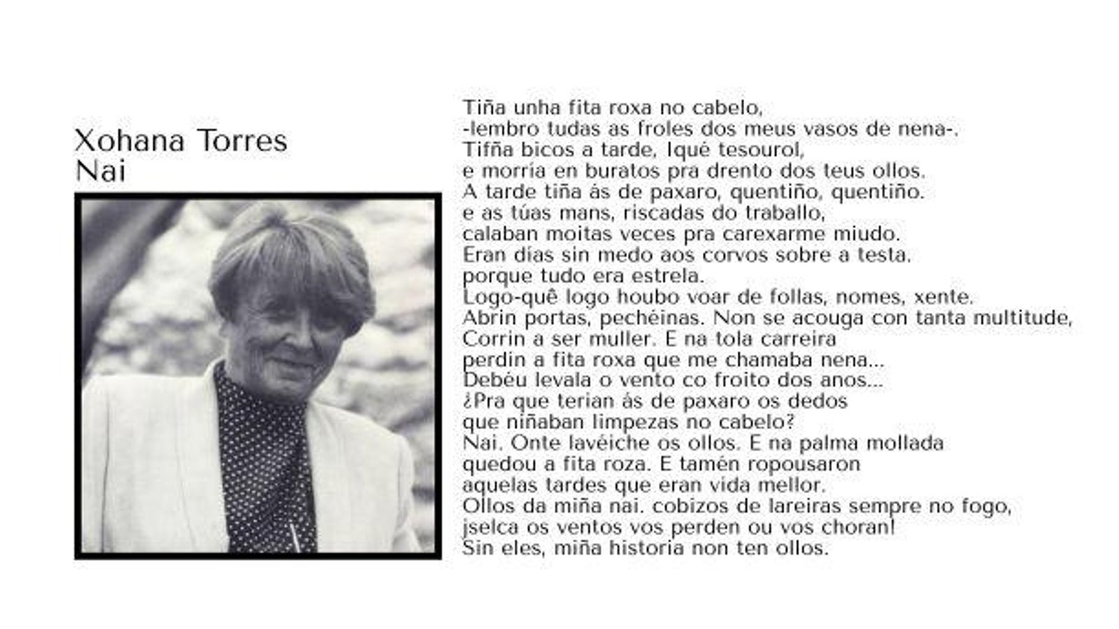 Poema de Xohana Torres a la madre.