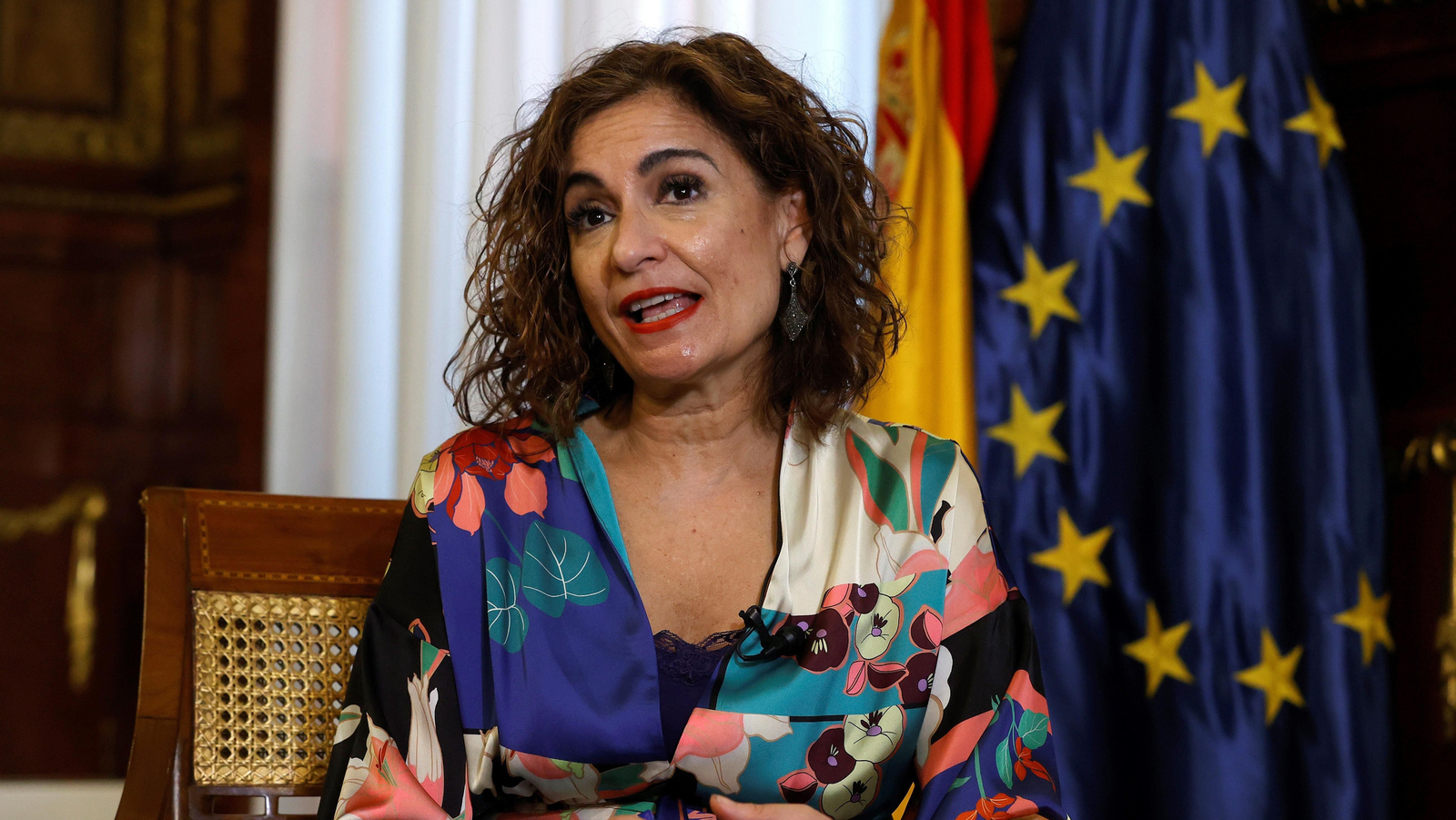 La ministra de Hacienda y Función Pública, María Jesús Montero durante sus declaraciones.