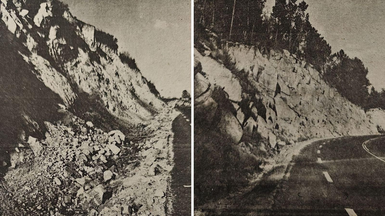 Desprendimientos en la nueva carretera de Orense a Santiago.