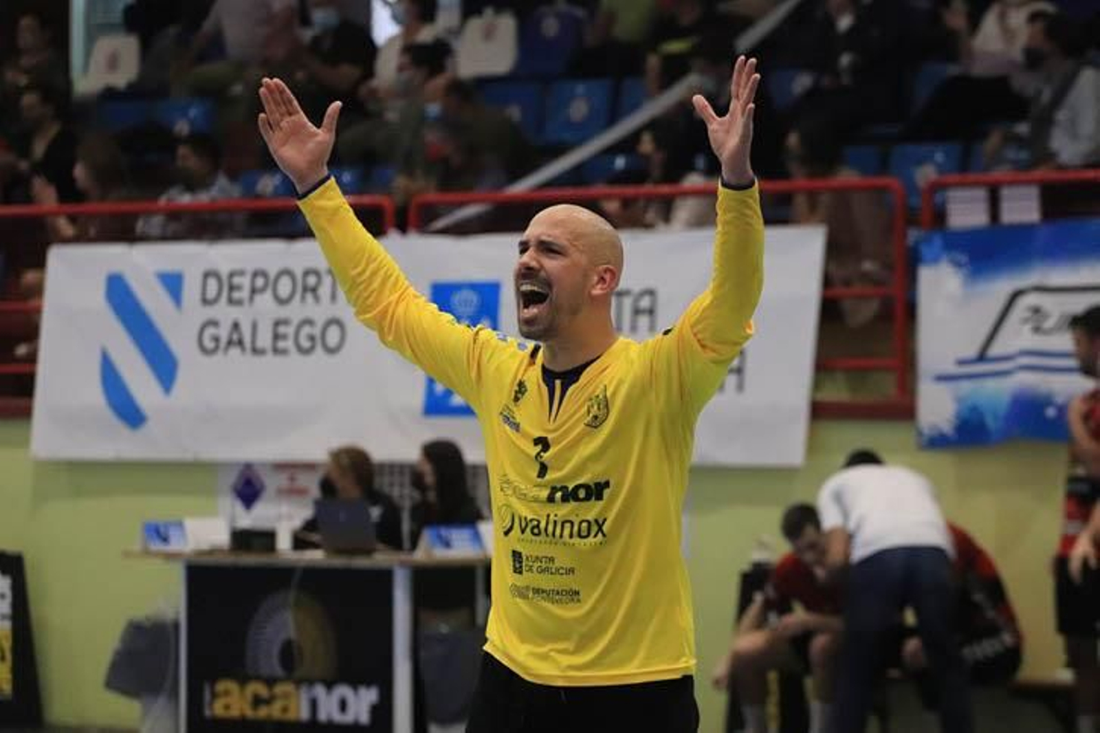 García Lloria, portero del Novás, en un partido del curso pasado.