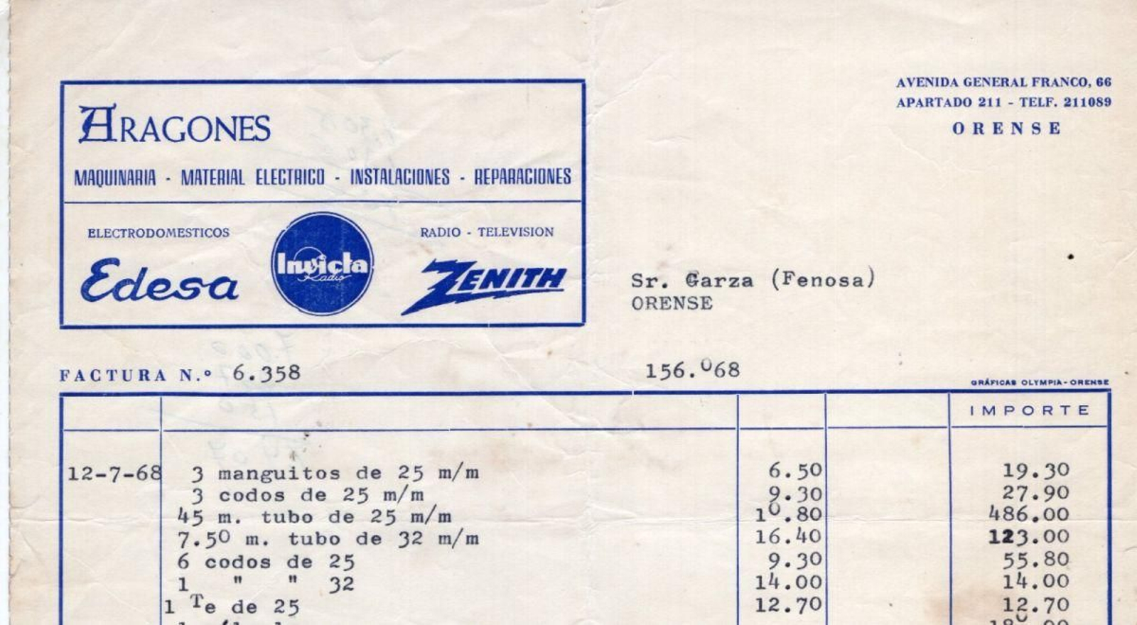 Antonio Aragonés  llega a Ourense en 1890 para trabajar en la eléctrica de Conde Balbís. En 1900 se instala en el Progreso y allí sigue.