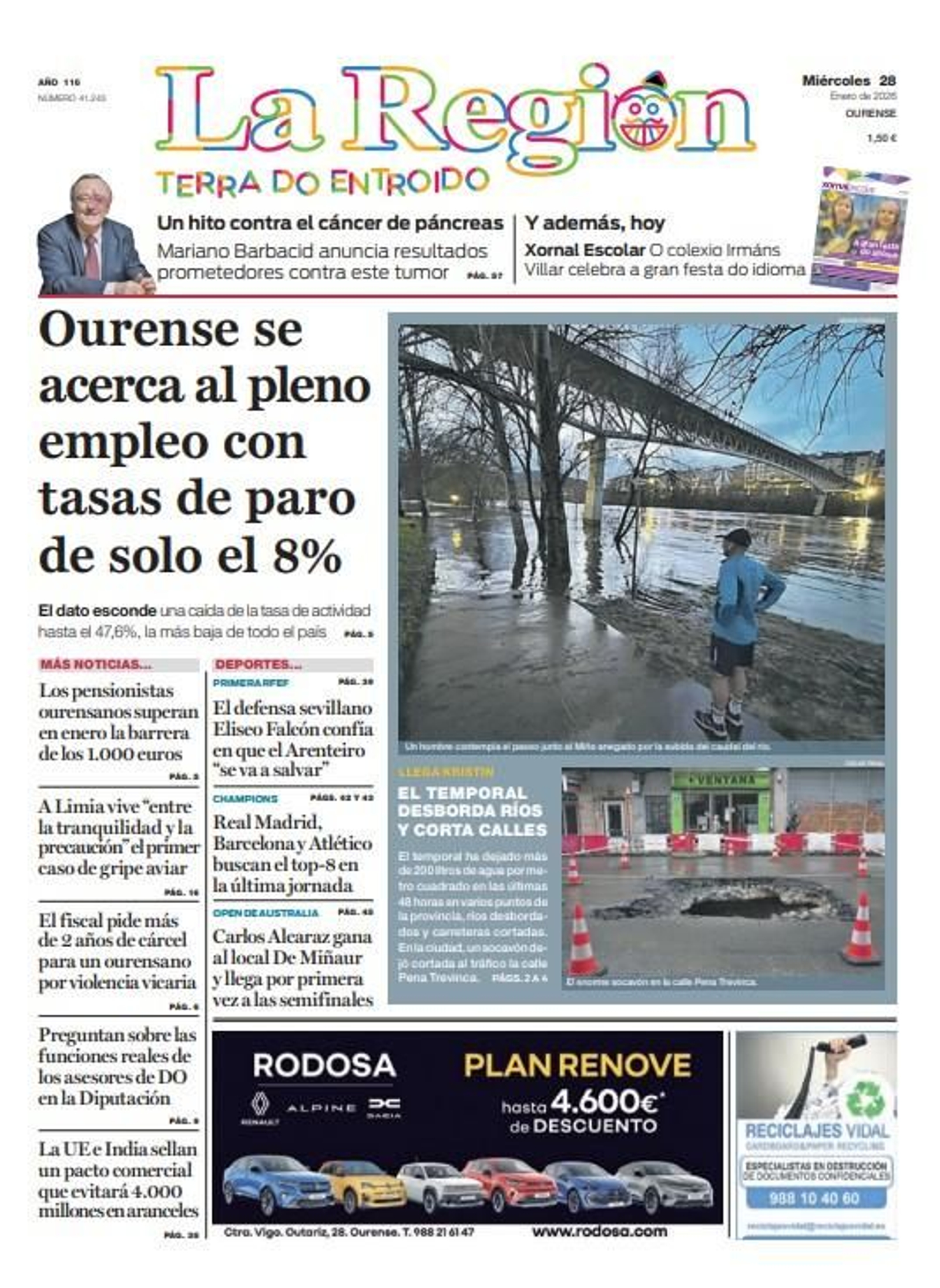 Los titulares de La Región de este miércoles 28