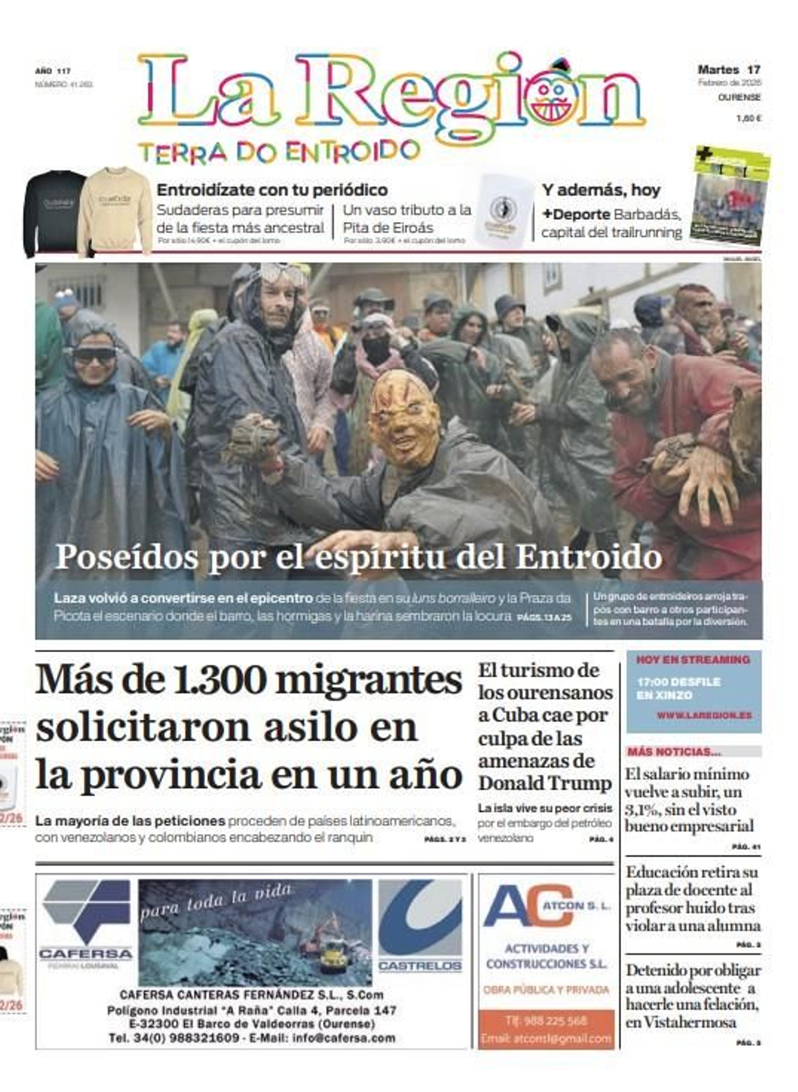 Los titulares de La Región de este martes, 17 de enero