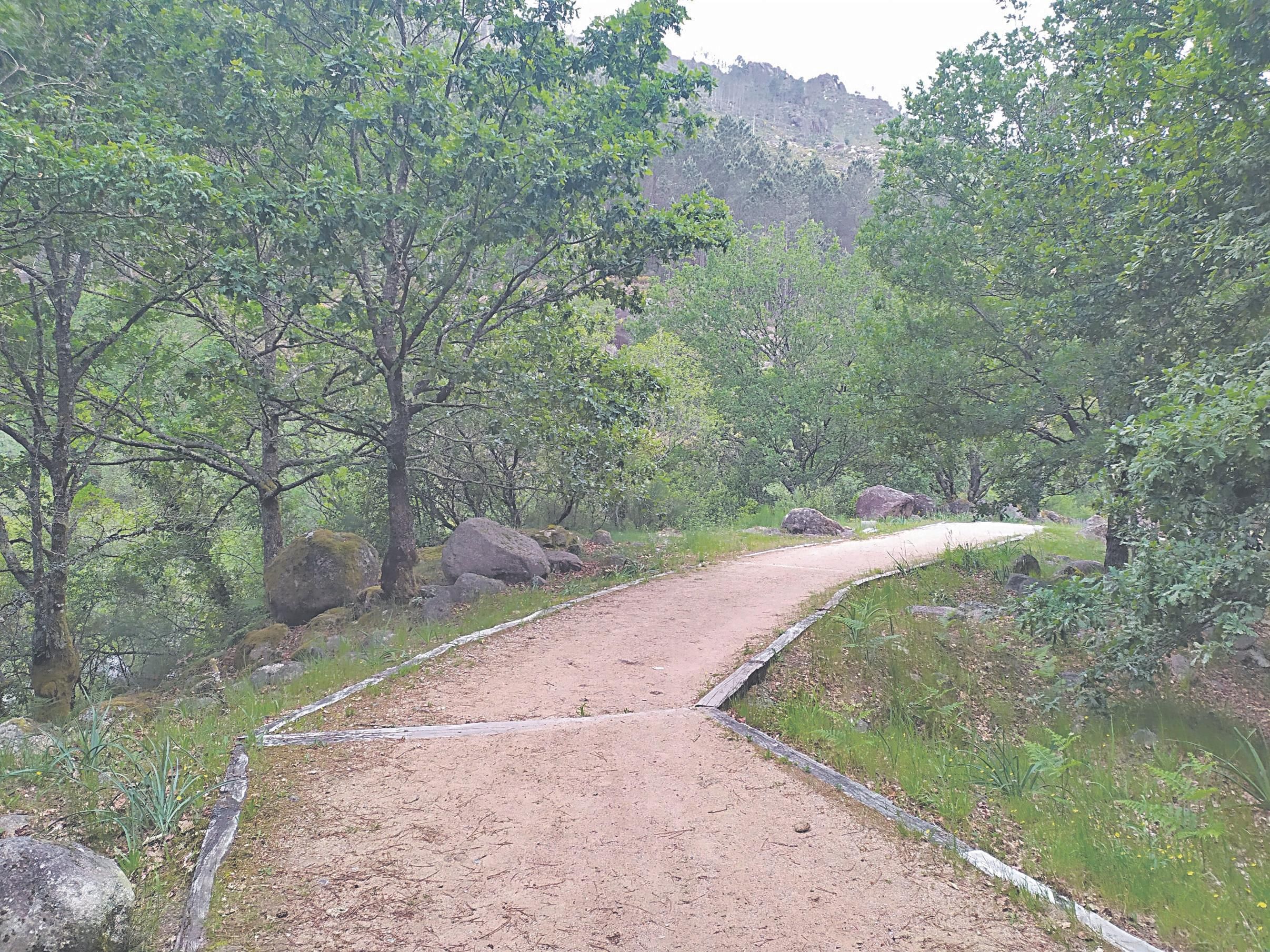 Sendero que comunica la zona del balneario con los restos romanos de Aquis Ogeresibus, en Lobios. (L.F.)