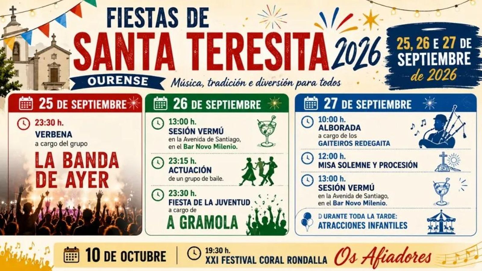 Cartel Fiestas Santa Teresita 2026.
