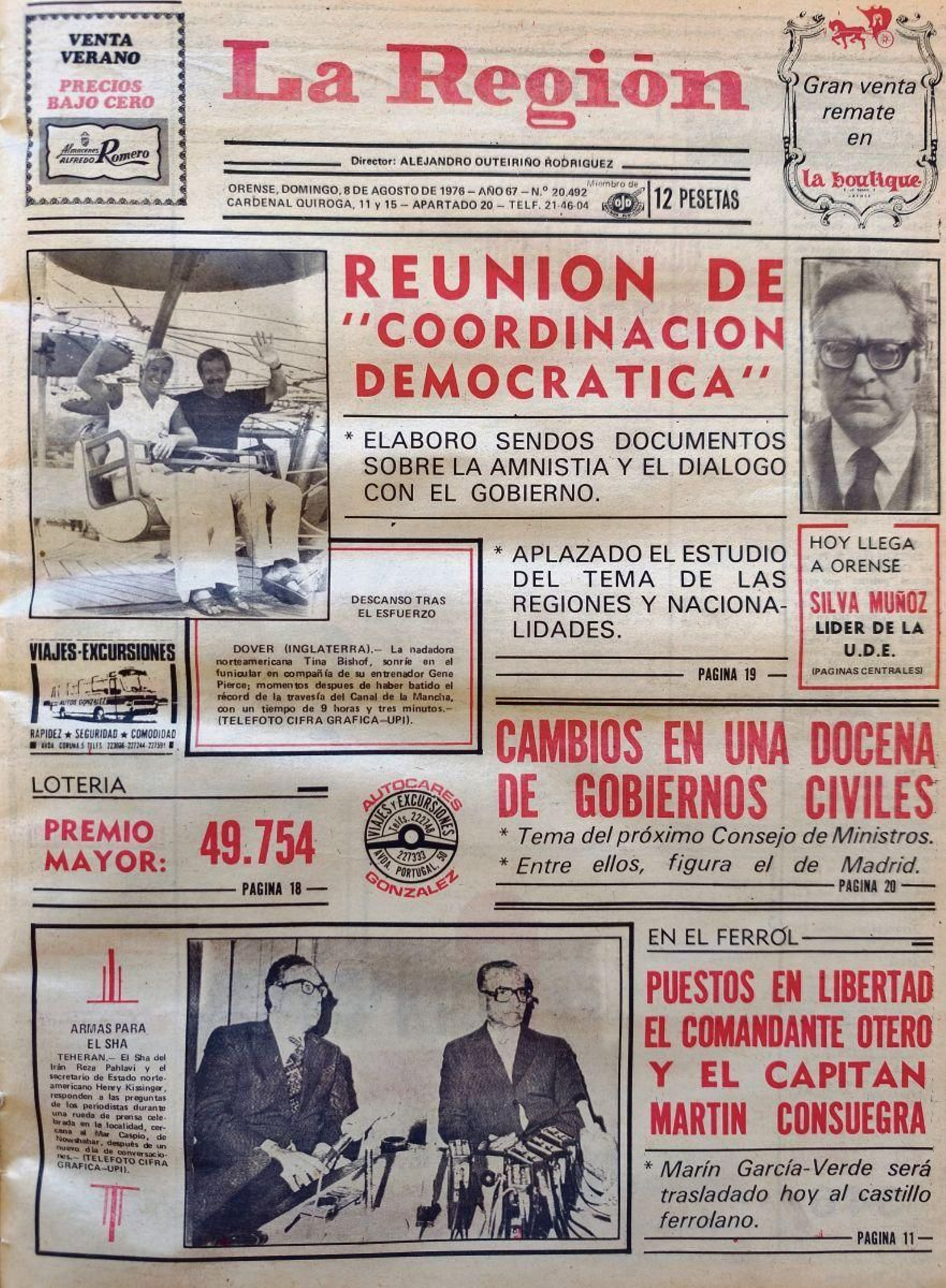 Primera página del 8 de agosto de 1976