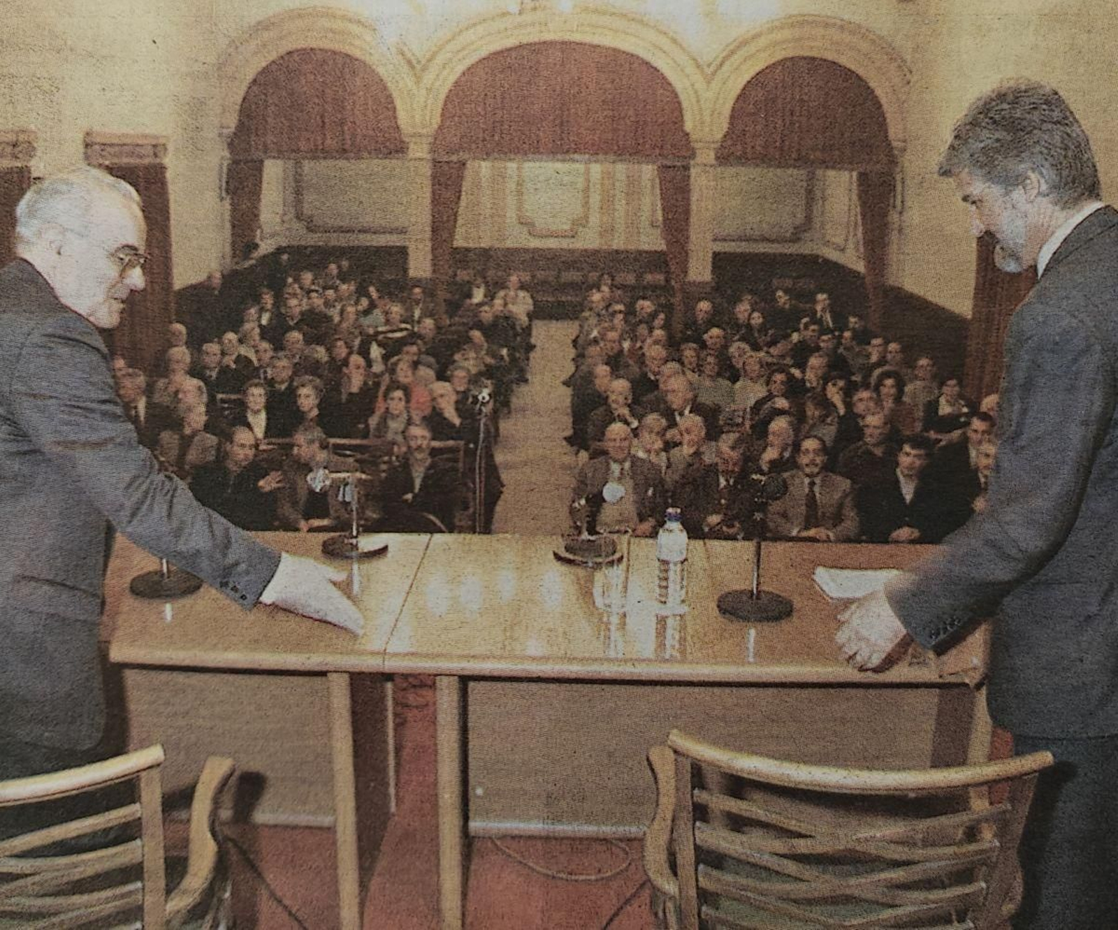 José Carlos Martínez Pedrayo y Manuel Marín ante el público del Liceo.