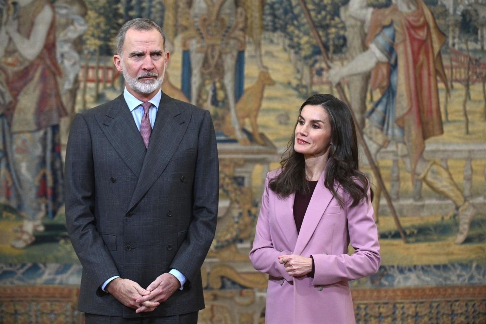 El Rey Felipe y la Reina Letizia durante la reunión anual del Patronato Instituto Cervantes celebrada en el Palacio Real de El Pardo, a 05 de febrero de 2025