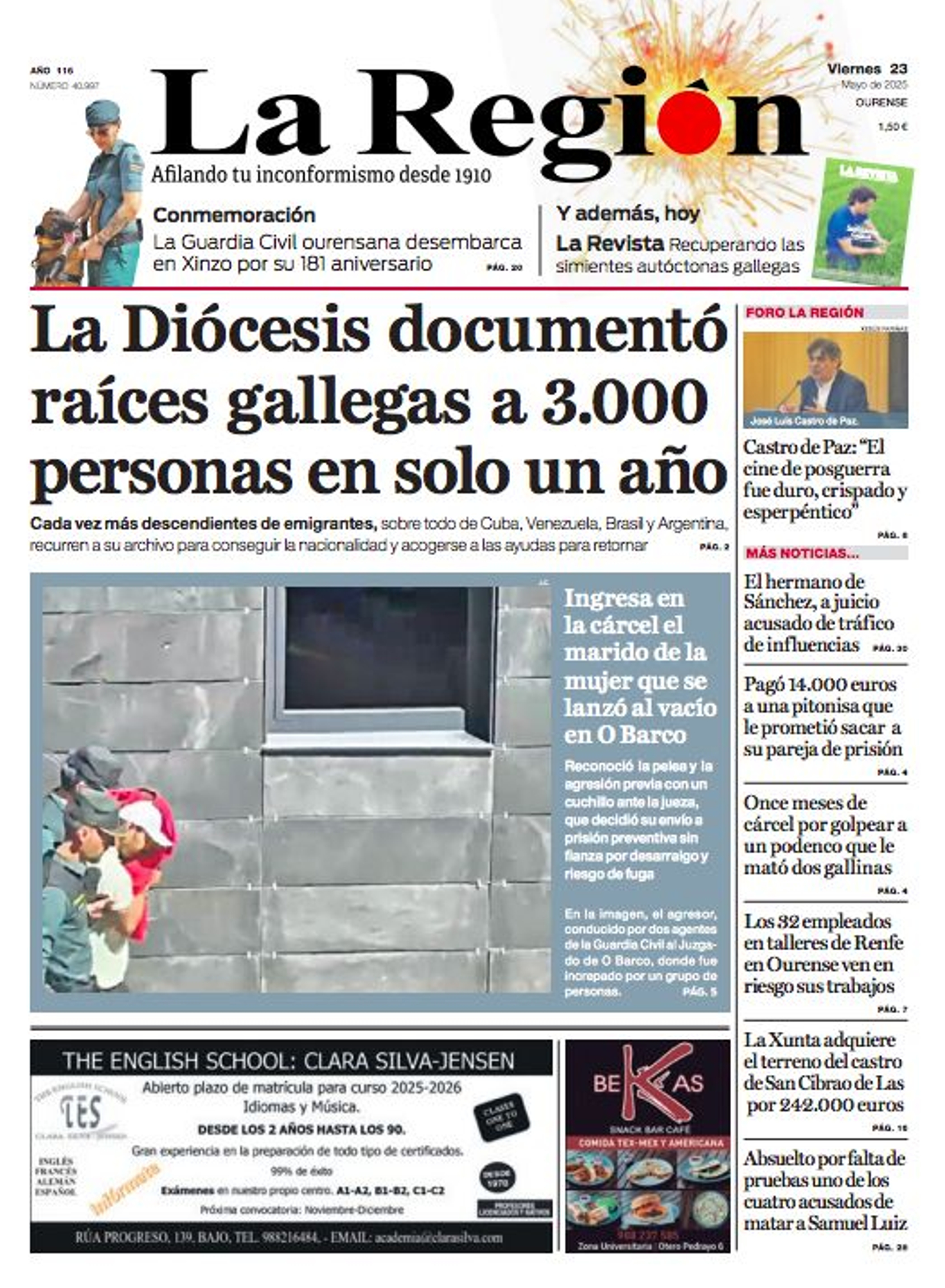 La portada de este viernes.