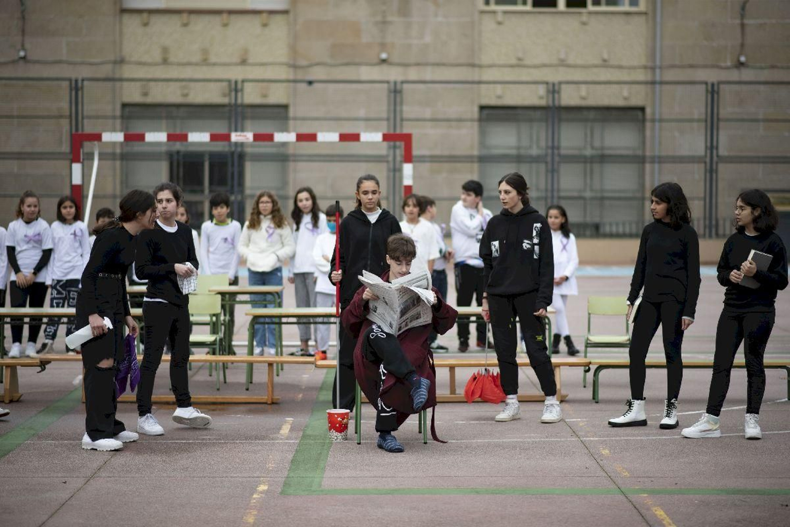Acto organizado por el alumnado del IES 12 de Outubro, CEIP Prácticas e IES Blanco Amor.
Foto: Xesús Fariñas