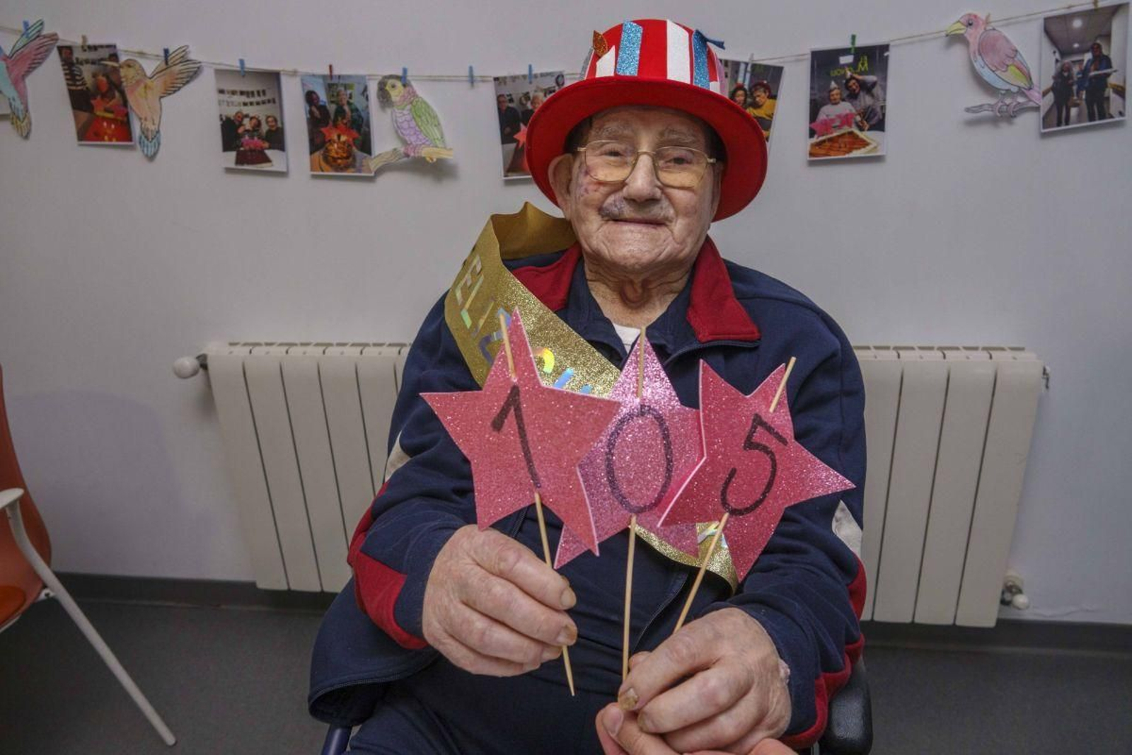 Pepe Iglesias, ayer celebrando ya los 105 años que cumplirá mañana.