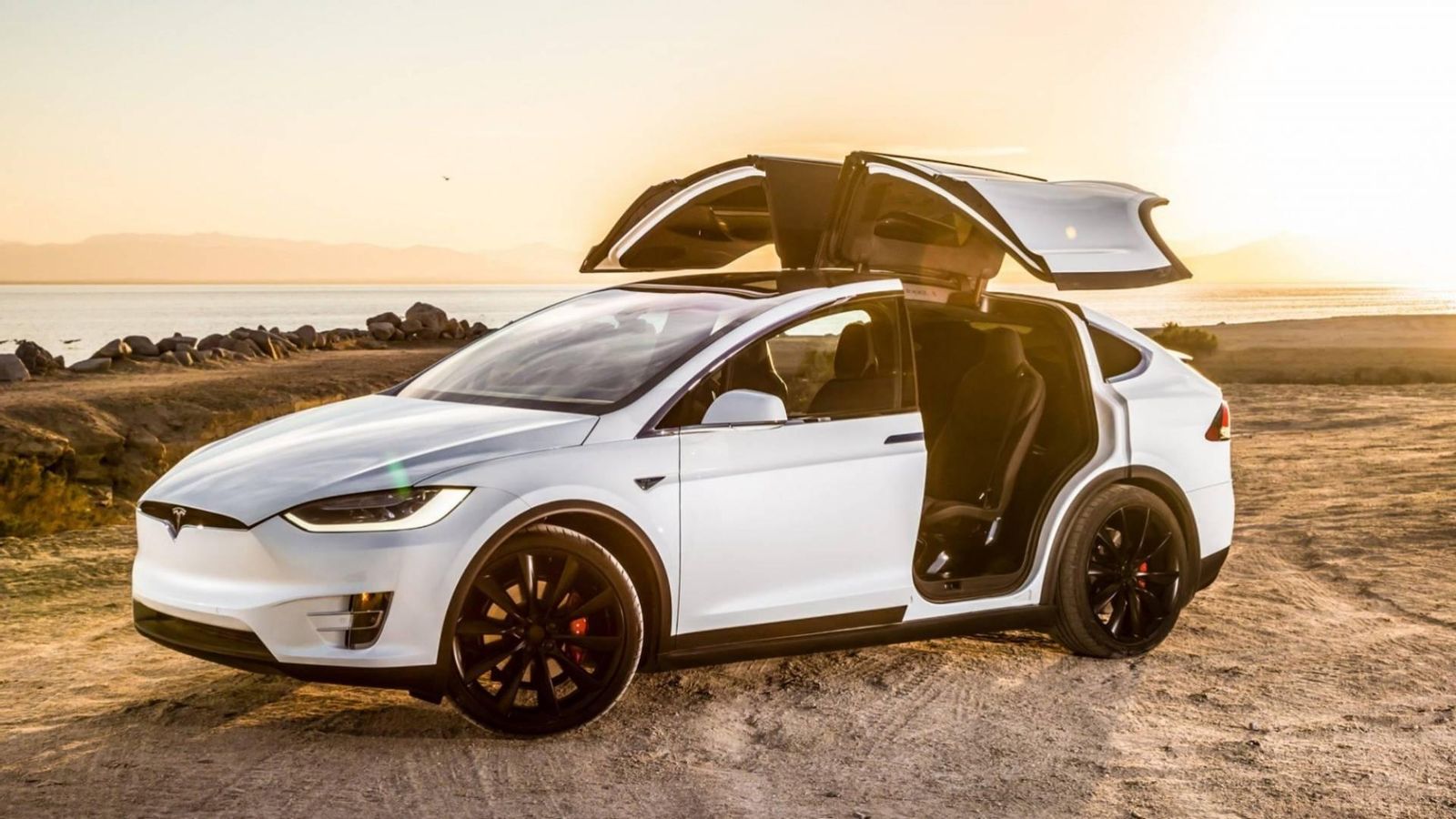 Tesla Model X, de color blanco.