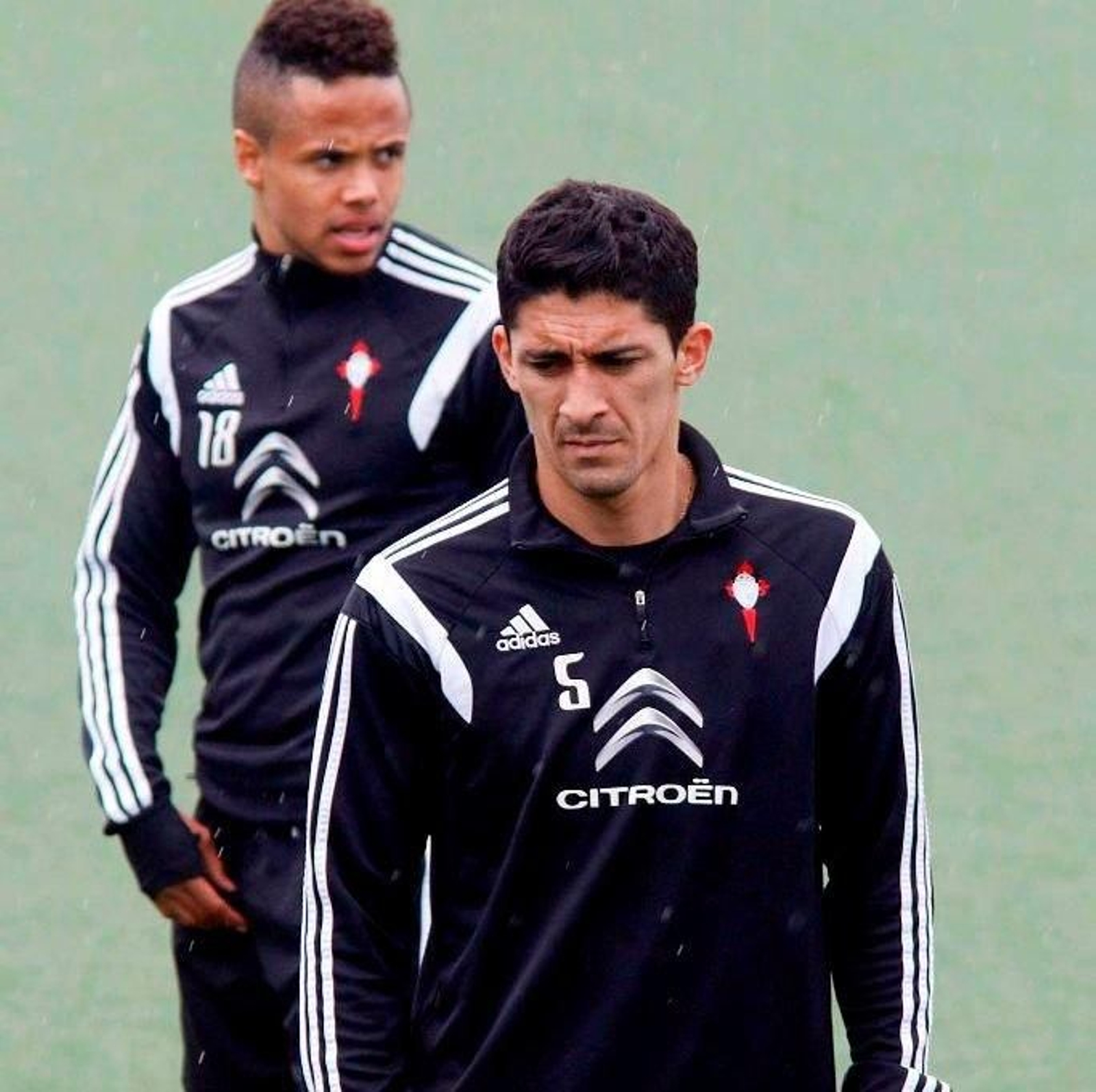 Tucu Hernández, durante el entrenamiento de ayer en A Madroa.