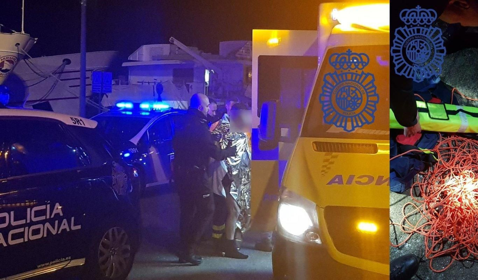 El hombre es trasladado por la Policía para su reconocimiento y las cuerdas con las que estaba atado