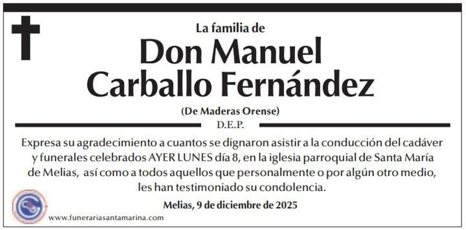 Las esquelas de hoy, 9 de diciembre.