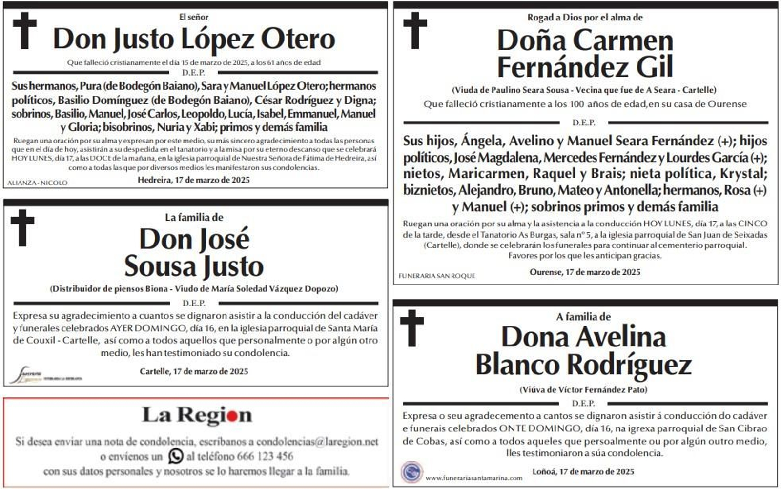 Esquelas 17 de marzo.