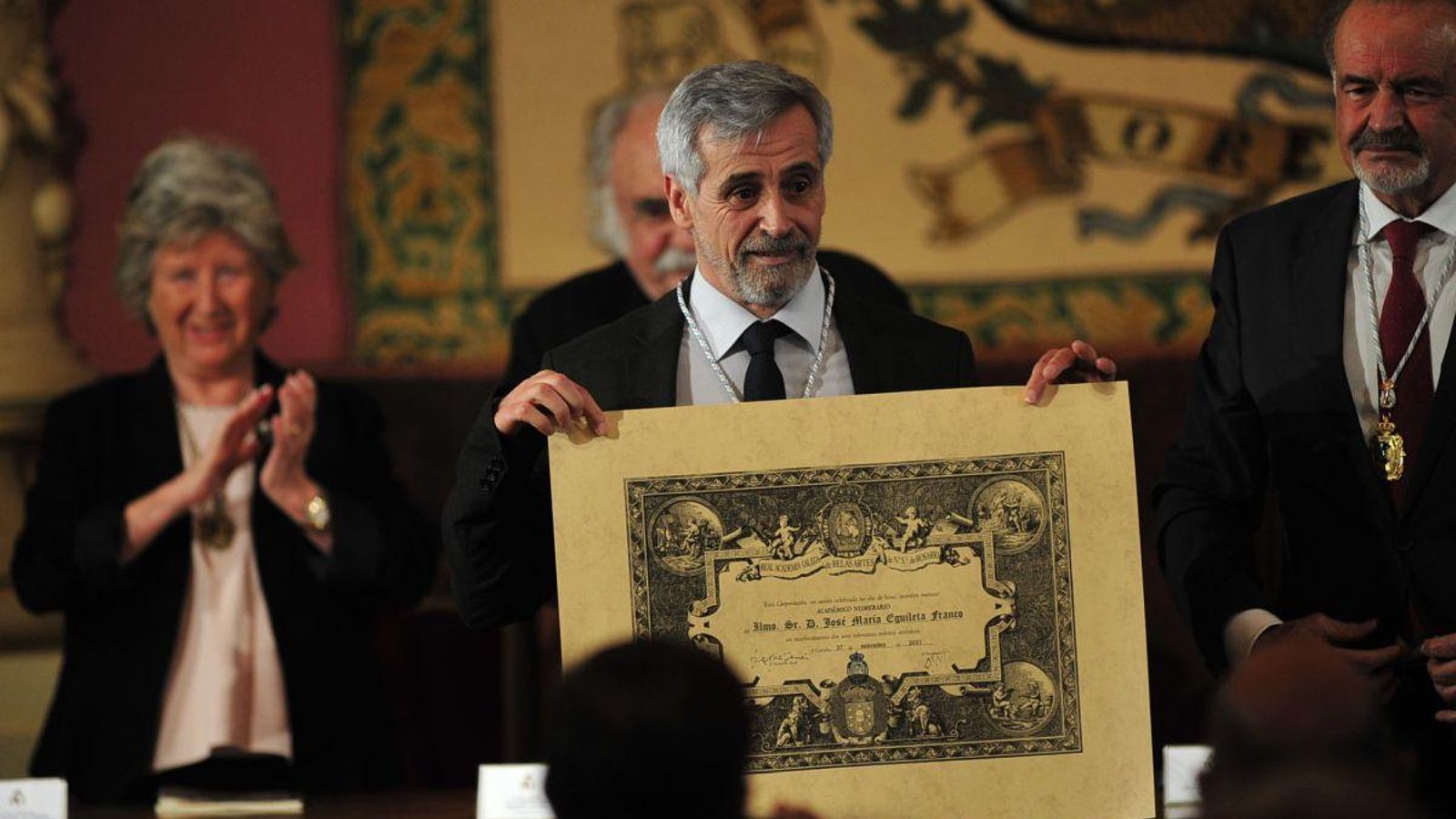 Toma de posesión como miembro de la Academia de Bellas Artes.