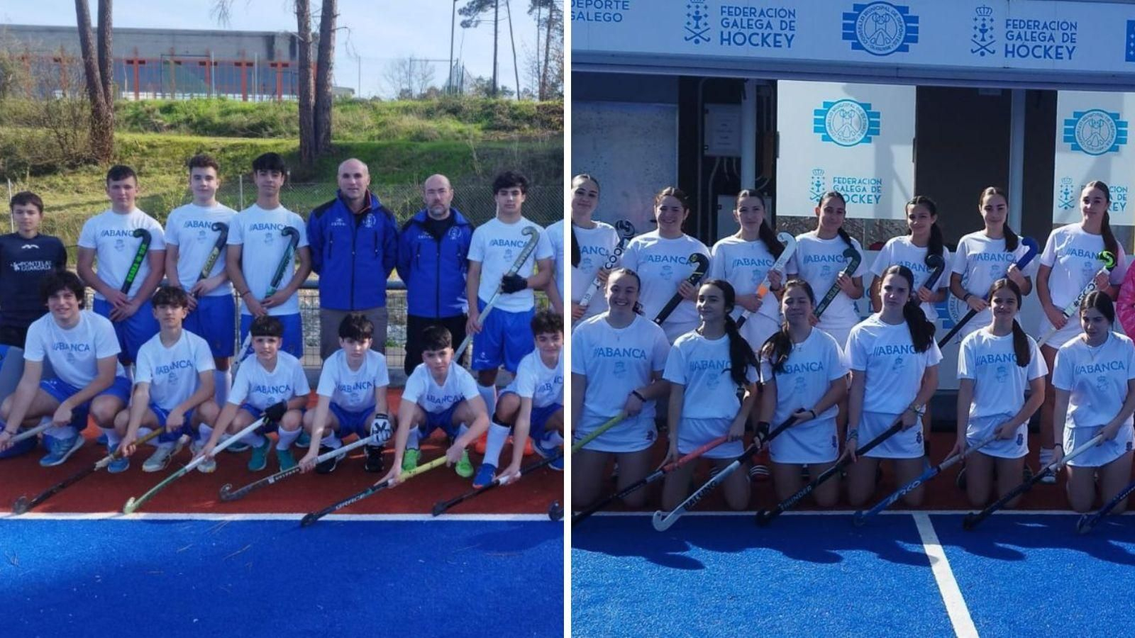 La selección gallega sub-16 masculina que dirige el ourensano Roberto Oliveira y las jugadoras y el seleccionador del combinado gallego sub-16 femenino que afronta el Nacional