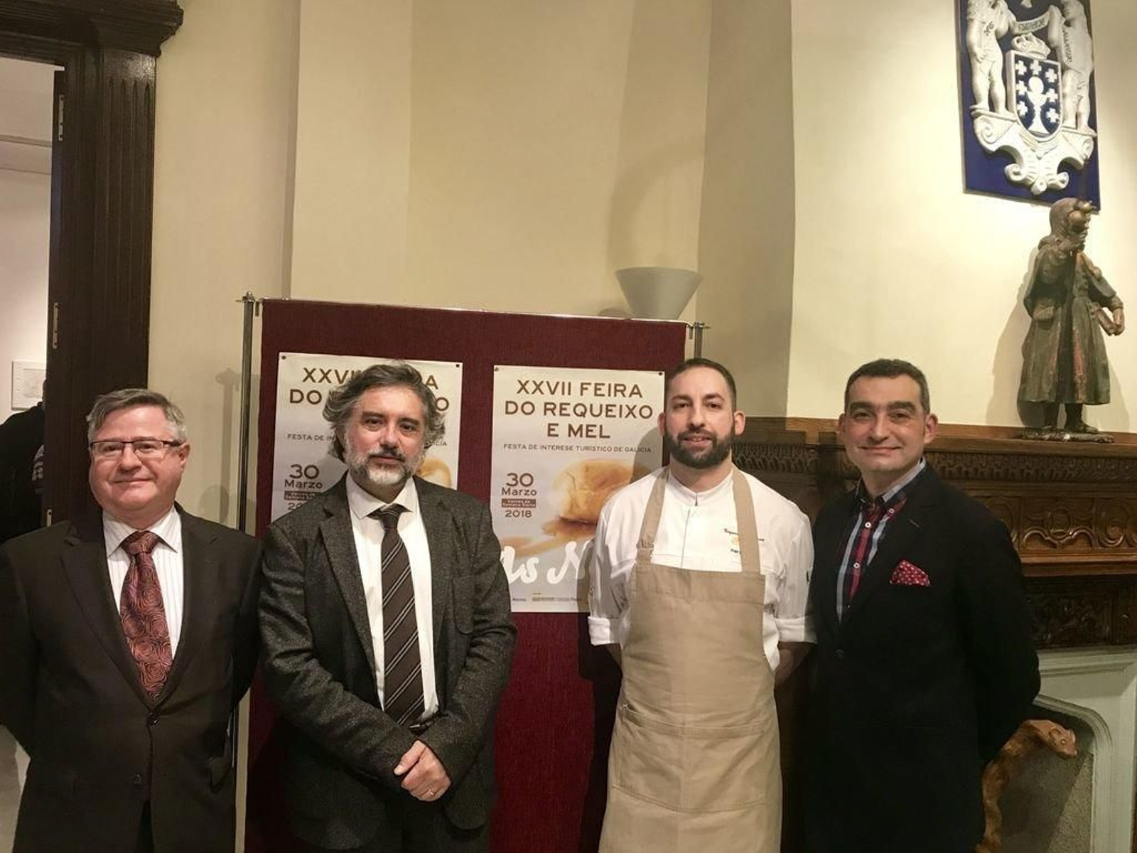 Ramón Jiménez, el alcalde, Xosé Manuel Rodríguez, el chef Fran Sotelino y Alejandro Martínez.