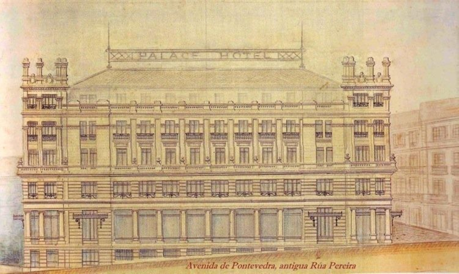 Proyecto de Gulias para el Palace Hotel, custodiado por el Concello de Ourense en el Archivo Municipal.