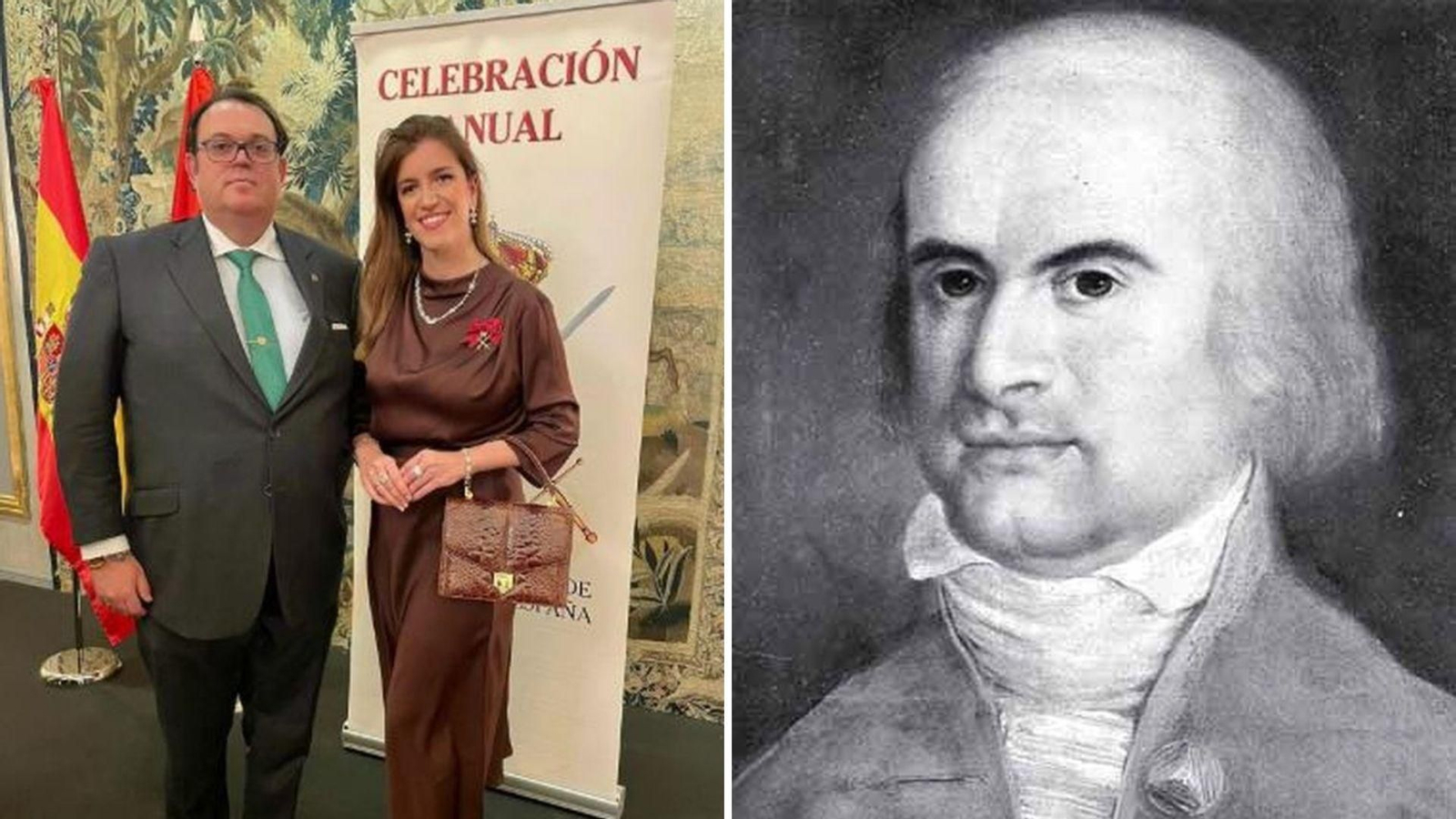 La abogada Mercedes de Parada, una de las candidatas, y a la derecha, Joaquín Tenreiro, primer conde Vigo.