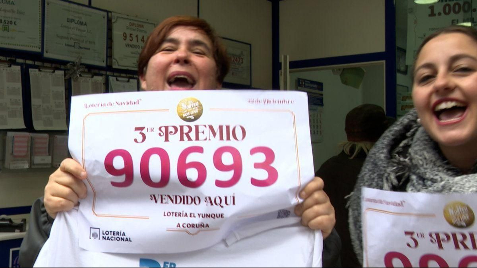 Agraciadas con el tercer premio de la Lotería de Navidad en A Coruña.